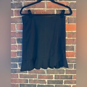 LOFT Black Ruffled Pencil Mini Skirt